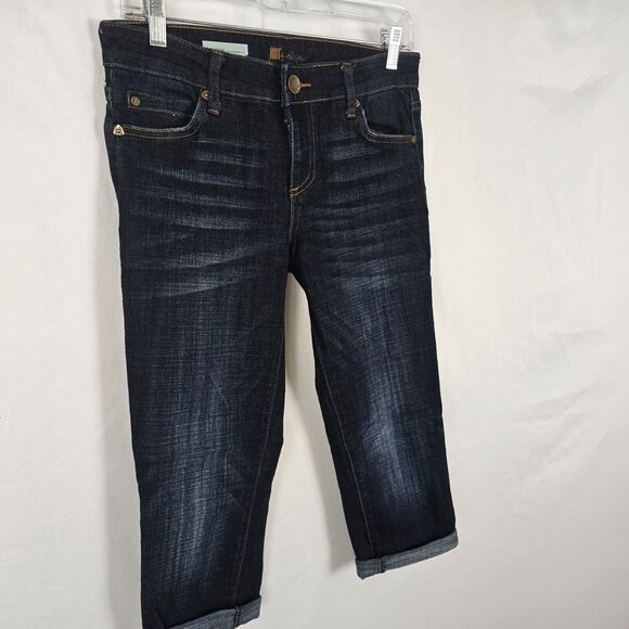 Kut From The Kloth Capri Women's 4 Blue Dark Wash Catherine Ankle Straight Leg - Picture 13 of 16